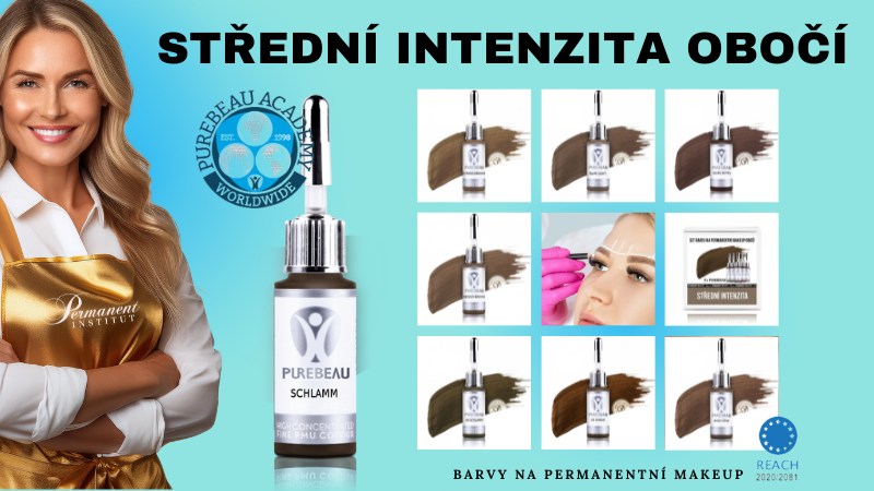 Kosmetička radí barvy na střední intenzitu permanentního makeupu obočí